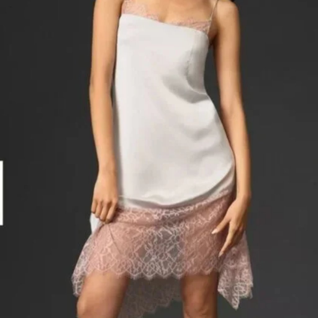 Anthropologie Lace Trimmed Slip Dress